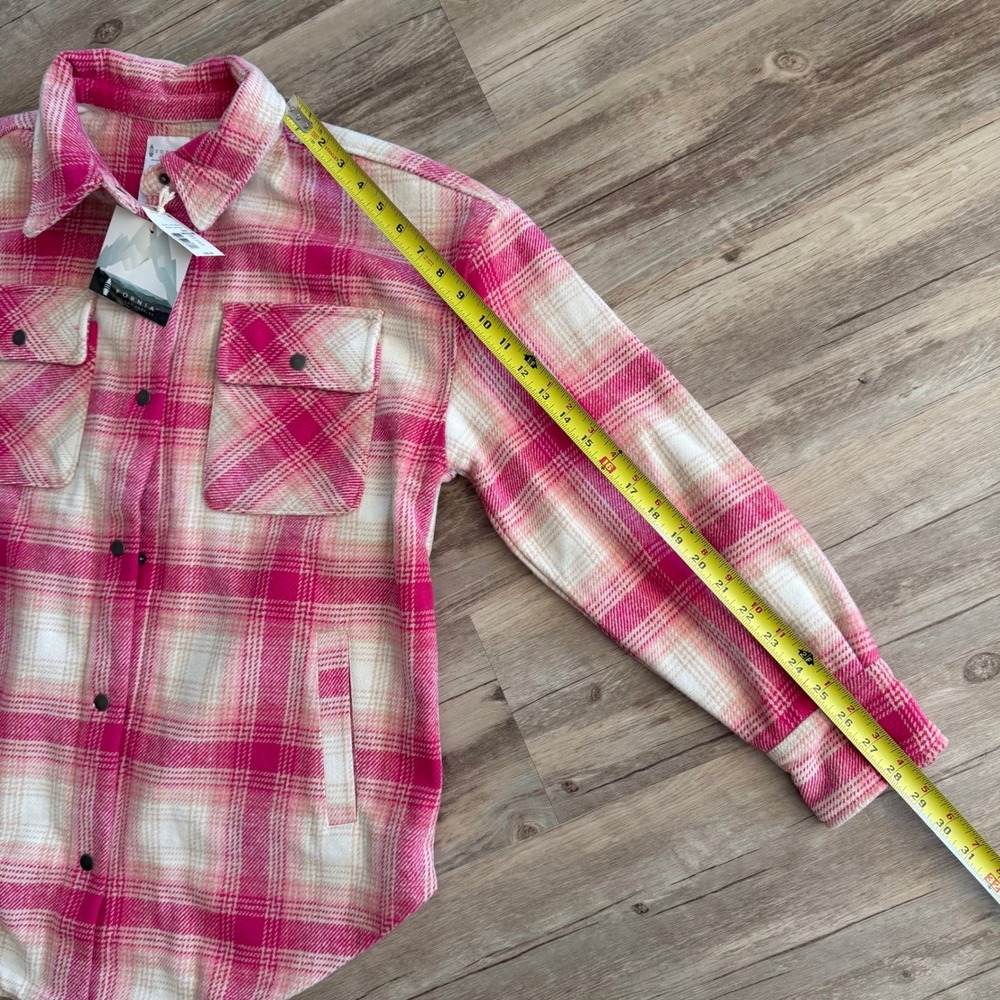 NWT Fornia Los Angeles Pink Tartan Plaid Shacket Shirt Jacket Women's Medium‎ - Picture 6 of 8
